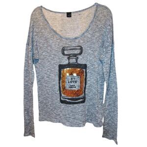 The Classic Light Gray/Silver Thread Long Sleeve Sweater Size S Retro Funky Fun